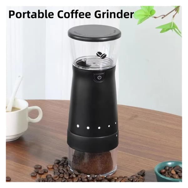 USB-genopladelig elektrisk kaffekværn manuel kaffekværn i rustfrit stål til hjemmebrug. Kaffemaskine (sort)