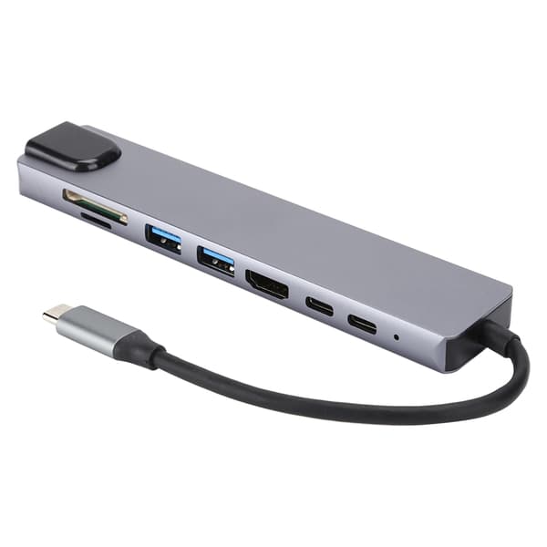 8-i-1 Hub Type-C til HDMI RJ45 PD USB Dockingstasjon Type-C Hub Splitter Konverteringsadapter