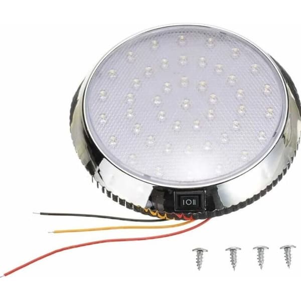 12V LED RV Dome Light for Interior - Caravan Lighting with ON/OFF Switch - 46 LEDs for Reading