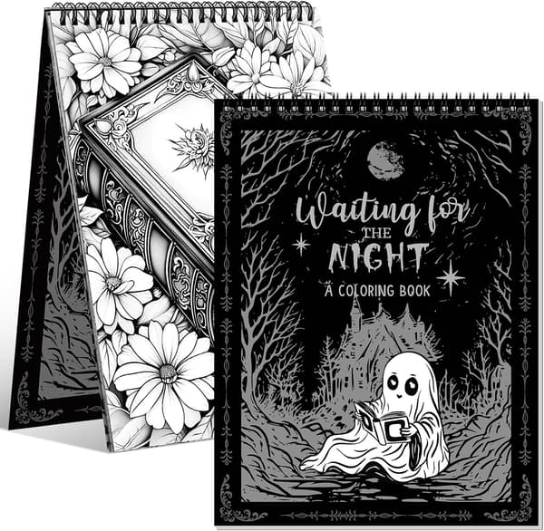 2 st Halloween Goth Målarbok Spiral Gotisk Natt Spöklik -