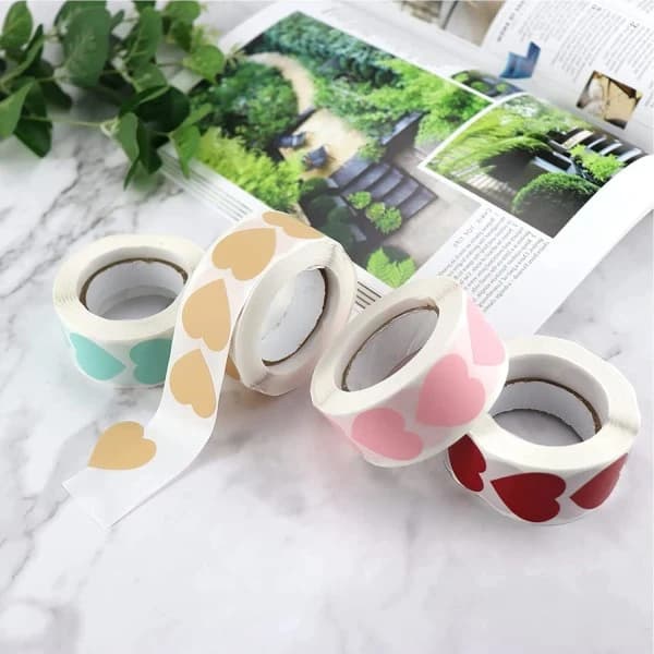 2000 Pcs Self-Adhesive Heart Labels, Heart Stickers, Self-Adhesive Heart-Shaped Stickers