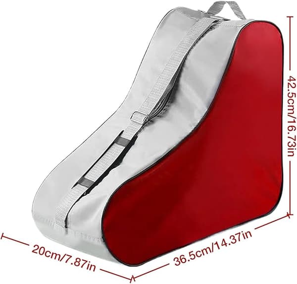 Roller Skate Bag - Portable Backpack Style Bag with Adjustable Shoulder Strap | Zipper Storage Bag, Holds Two Roller Skates red red