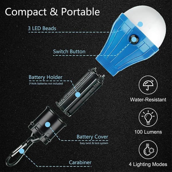 Camping Lights [5-pack], Camping Accessories, 3 Lighting Modes Camping Lamp, Waterproof Portable Battery Powered Emergency Light