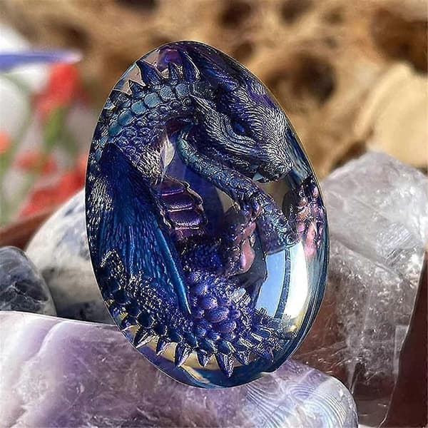 Luminous Dream Crystal Transparent Resin Dragon Egg, Hand Polished and Exquisite Resin Table Decoration Exquisite Unique