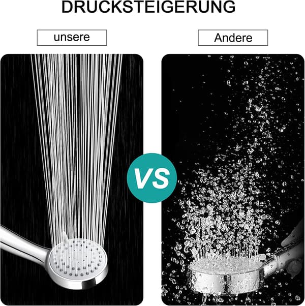 Brusehoved Kraftigt flow med 1,5 m forkromet bruseslange Pre