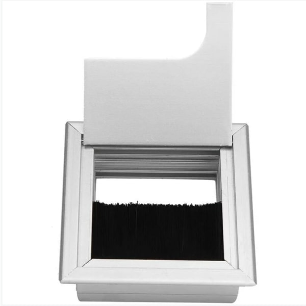 Fyrkantigt aluminium infällt kabelhålsskydd Bordsdator Trådkabeluttag Fyrkantig radinsats hårborste med 4 mm, silver