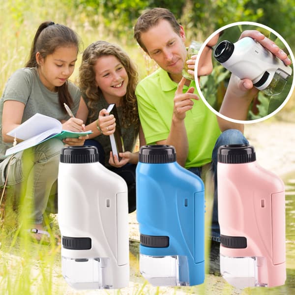 Portable Microscope for Kids Pocket Microscope Science Toys Educational Microscope Kit for Children Birthday Christmas Gift