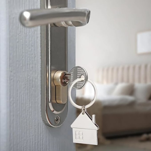 Hus nyckelring i metall, Husformad nyckelring, Nyckelring för par, Nyckelring för självständighet, Husdesign nyckelring, Metallisk, Blank finish