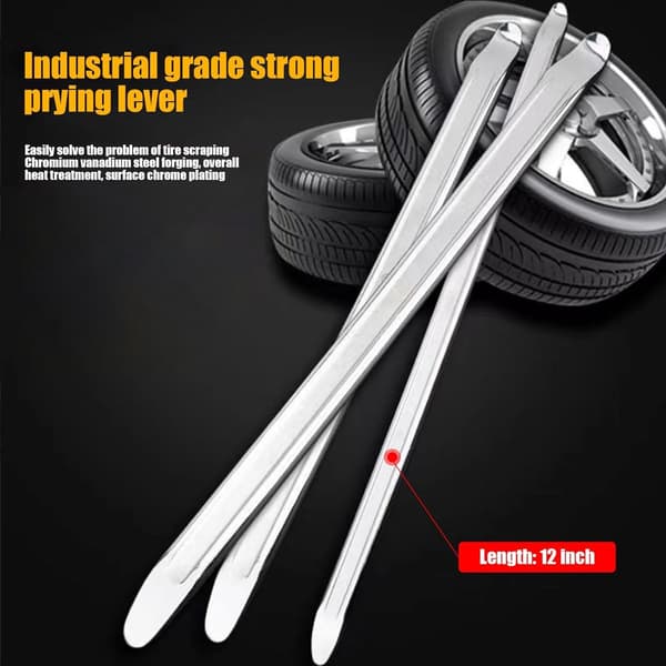 Motorcycle Tire Repair Tool Kit, 3 Pieces 30 cm, Tire Iron and Rim Protector Kit, Silver