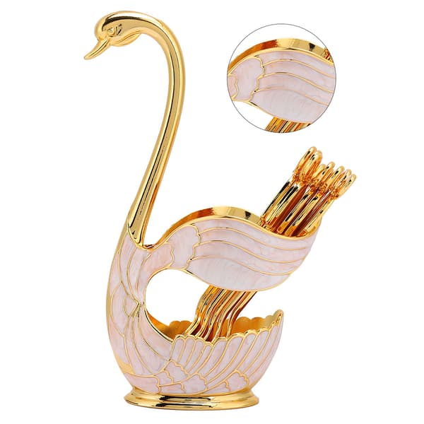 Coffee Dessert Spoon Set European Style Elegant Swan Fruit Spoon Holder Decorative Tableware Gold