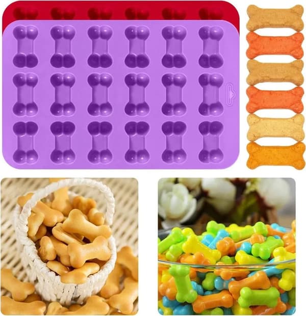 Silikonebageform til hundegodbidder, benbageform til hundekiks, hundegodbidder, chokoladeform, pralineform, non-stick og fødevaresikker