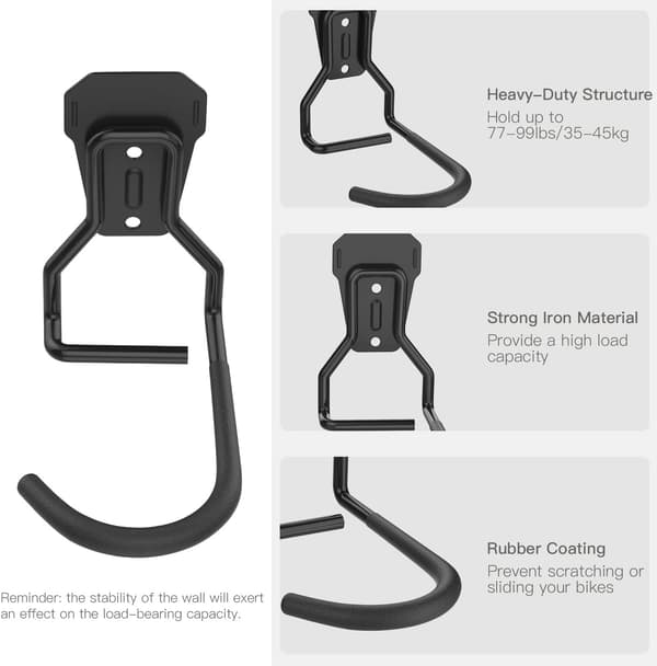 2-pack cykelkrokar, järn cykelhängare, kraftiga L-formade