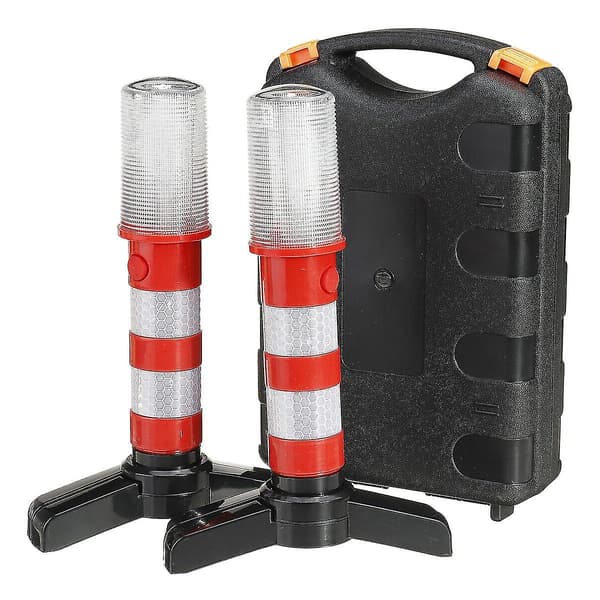 2 st LED Varningsljus Vägsida Beacon Säkerhetsblixt