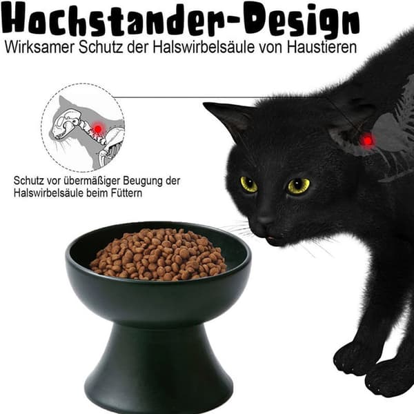 Ceramic Pet Bowl - Cat Bowl with High Legs - Protects Cervical Vertebrae - Pink Ceramic Cat Bowl