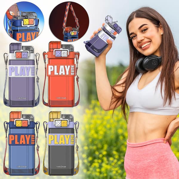Creative Straw Water Cup Portable Sports Cup Anti-fall Double Drinking Bottle (White)