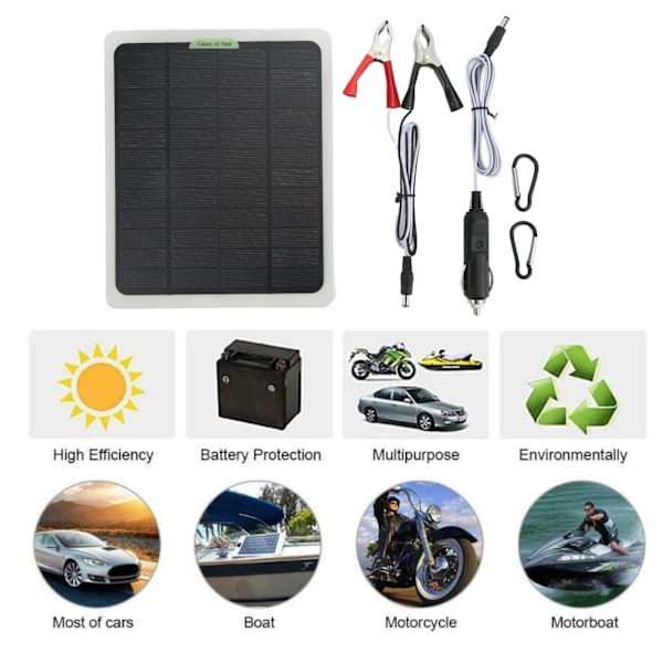 Bærbar Solcellelader 12V 20W Monokrystallinsk Dobbelt USB-udgang Batterilader til Campingvogn Bil Båd