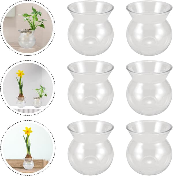 6 stk. pakke små blomsterpotter gennemsigtig 200ml PET -