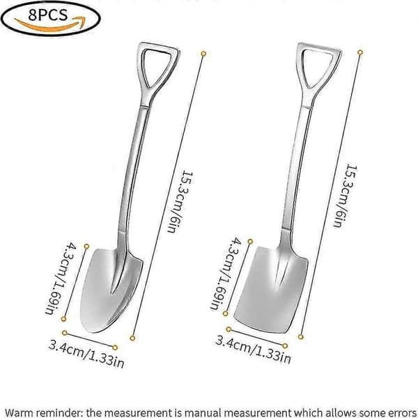 8 pieces stainless steel spade-shaped spoons, creative spade-shaped red spoon gift Y