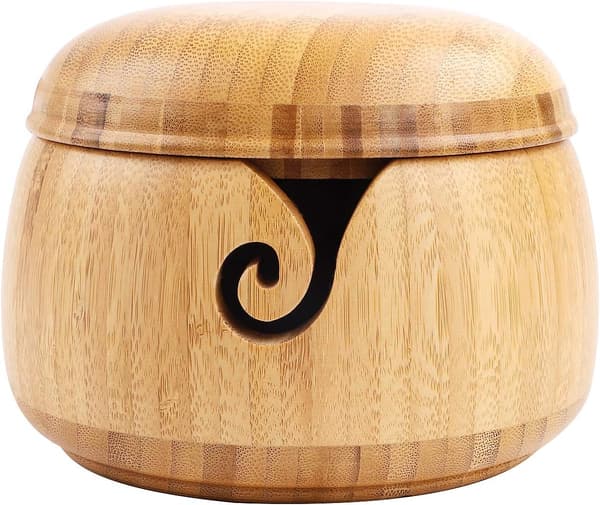 Bambu Lankakulho, 15 x 11 cm Käsin Neulottu Lankapidike Irrotettavalla