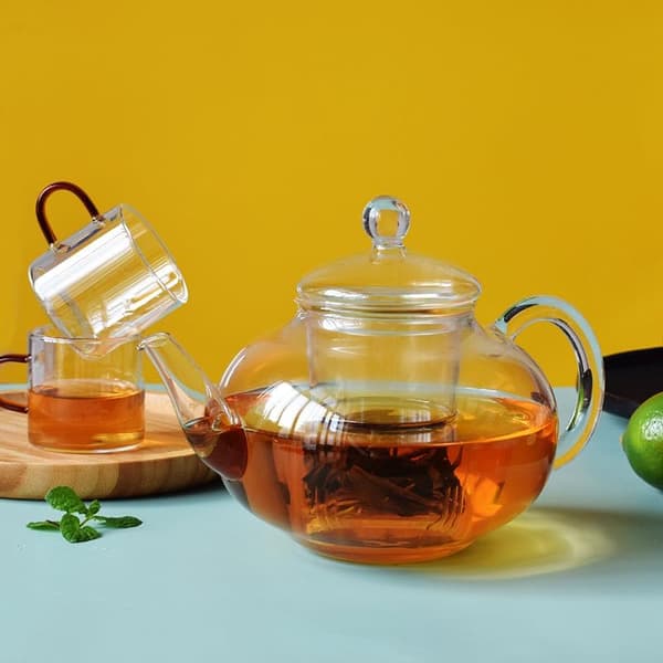 Tekande Glas Tekande Kaffekande, Kedel til løs med låg, 43Oz, 1300ML -