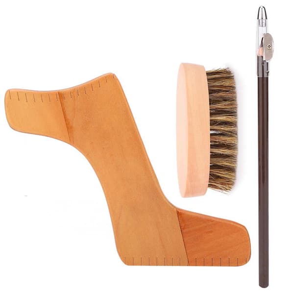Men Beard Shaping Tool Kit Moustache Styling Template Pen Grooming Brush