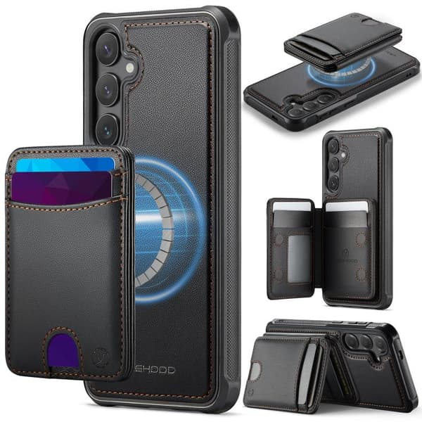 Samsung Galaxy S26+ / S26 Plus 5G Deksel Futteral JEEHOOD J10 Flip Kortveske MagSafe Split RFID Lær