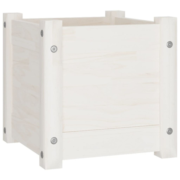 Plant box white 31x31x31 cm solid pine