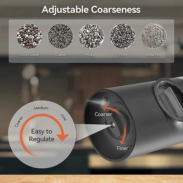 Rechargeable Electric Salt and Pepper Grinder Set with Dual Charging Base, USB Cable, Automatic Salt Pepper Mill