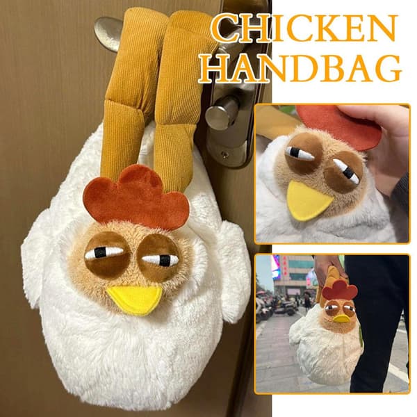 Cartoon Coo Coo Chicken Plush Handheld Ins Mori Doll Shoulder Bag Campus Commute D6