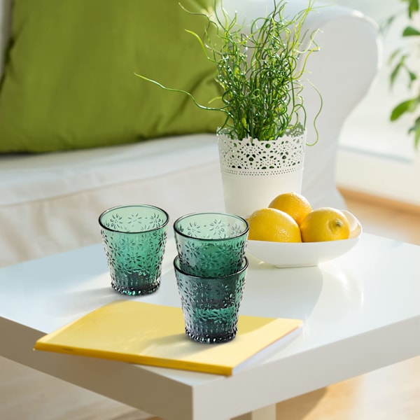 Dricksglas, vattenglas för drycker, cocktails, te, grön, 6-pack
