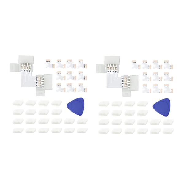 LED-stripforbindelsessæt til 5050 10 mm 4-benet, 4-benede L-formede LED-stik, loddefri LED-striptilbehør til gør-det-selv