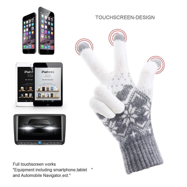 Direkte Touchscreen-handsker til kvinder - Vinter termiske strikkede varme snehandsker til kvinder damer udendørs telefon løbende sms grå grå Gray
