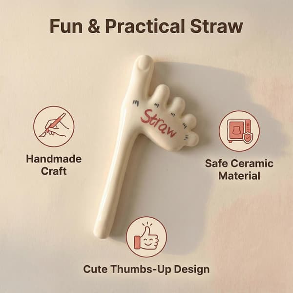 Funny Foot Toe Ceramic Straw, Handmade Ceramic Toe Straw for Coffee and Milkshakes Red Red