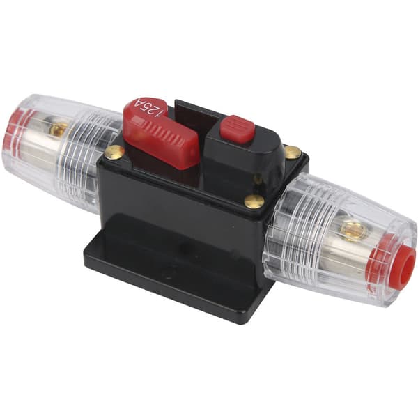 12-24V 125A Stereo Audio Afbryder Selv-nulstillende Sikring Inline Holder til Bil Båd