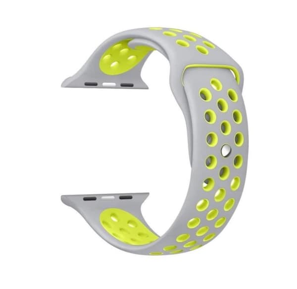 Apple Watch 4 - 44mm - HUTECH Stilrent Silikonebånd Grå/Gul Grå/Gul m Grå/Gul m