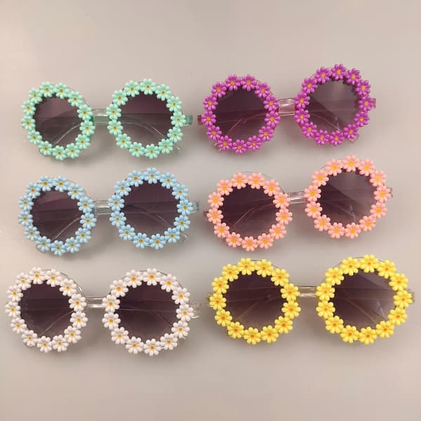 Solbriller 3-pak Daisy Form Runde Romerske Blomstrede Festbriller