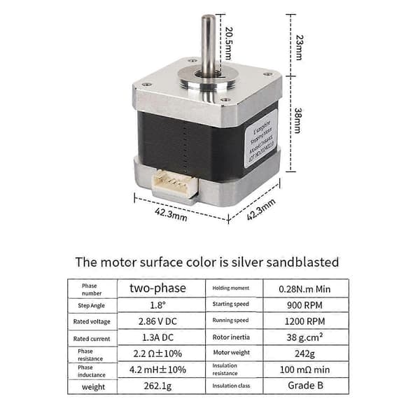 3D-printer Nema 42 Stepper Motor 17HS4401 38mm Aksel 5mm til 3D-printer DIY Graveringsmaskine Motor