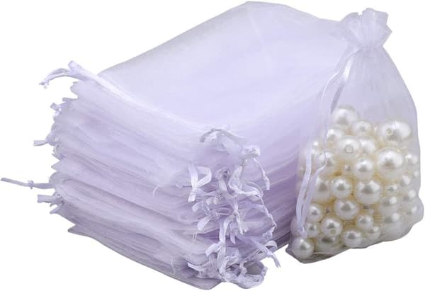 100 st Organzapåsar, Organza Presentpåsar Smyckespåse, Lavendel