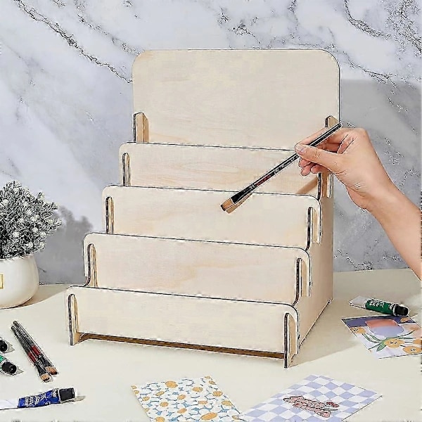 Wooden Stand for Table Setting, for Postcards, Earrings, Rectangular, Beige, 265x280x445 mm