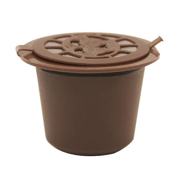 5-pack återanvändbara kaffekapslar påfyllningsbara kaffekapslar med sked och borste Brun Brown Brown