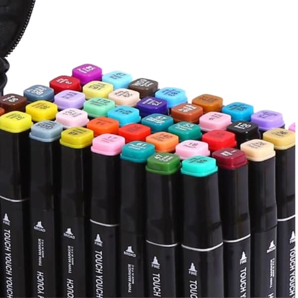 80 kpl – Tussikynät kotelolla – Kaksipuoliset – Moniväriset kynät Multicolor multifärg