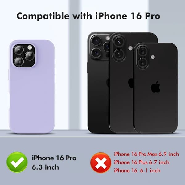 Silicone Case Compatible with iPhone 16 Pro Case Soft Ultra Slim Protective Shockproof Liquid Silicone Phone Case, 6.1  \" Purple
