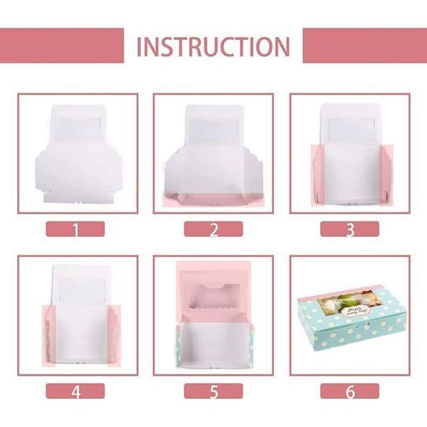 Cake Boxes with 50 Pieces, Gift Boxes for Cakes, Cake Packaging, Cardboard Muffin Box with Window