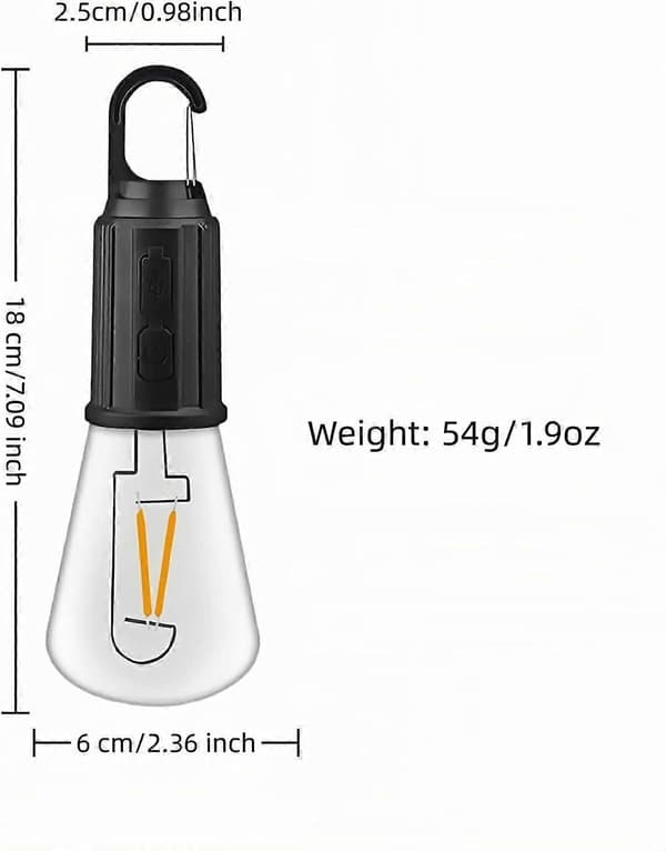 Portable LED Camping Lantern, Hook to Hang Anywhere | USB-C Rechargeable | 3 Brightness Modes