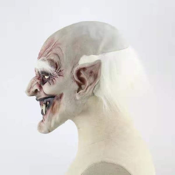 White-faced Old Demon Halloween Horror Devil Mask White Hairy Ghost Haunted House Dress Up Props Set