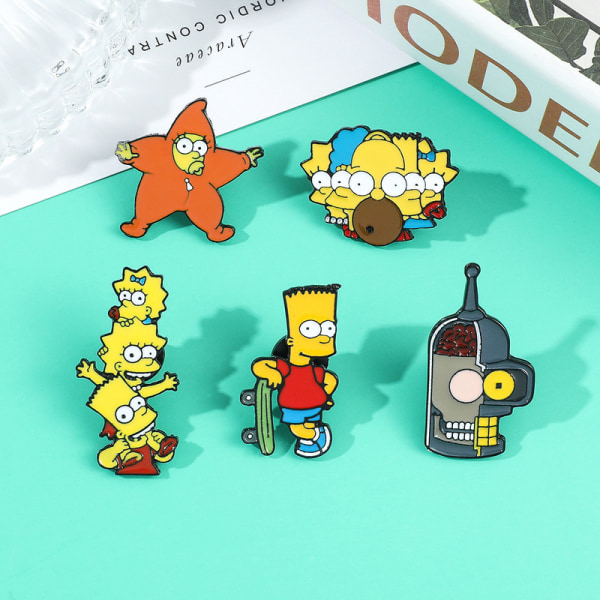 Set med 5 Simpsons Family Metal Badges: Söta tillbehör för fans!