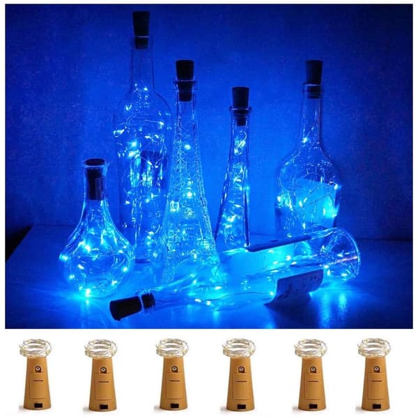 6-pakkaus, 20 LED-pullonvaloa, keijuvalosarja (sininen)
