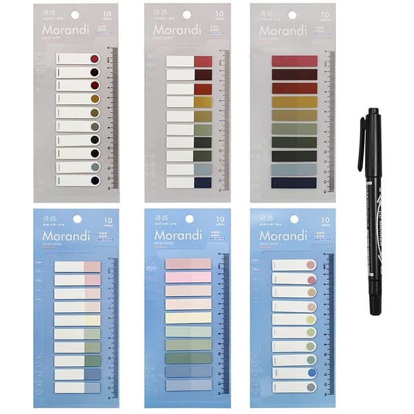 1200 Pieces Series 10 Color Index Tabs with Transparent Tabs Self-Adhesive Bookmarks Index Tabs Small Tabs