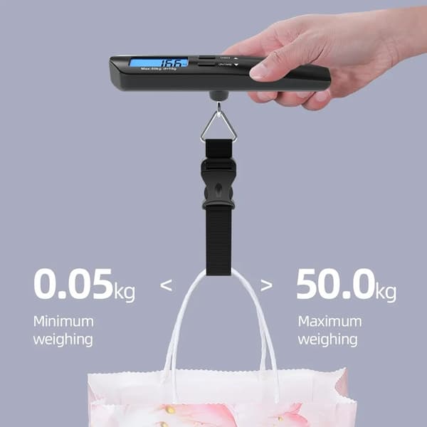 Digital bagagevægt med tarafunktion baggrundsbelyst display til rejser og fiskeri 50 kg sort Sort Svart