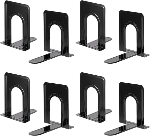 Bogstøtte, bogstopper, bogpresse, 4 par, sort, 19 x 12 x 15